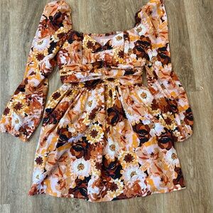 Autumn Floral Long Sleeve Dress